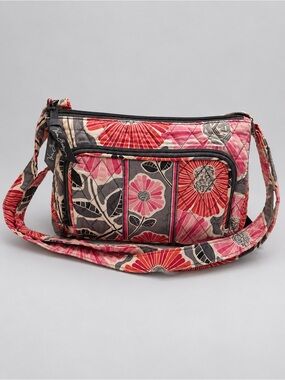Vera Bradley Pink and Red Floral Quilted Crossbody Bag